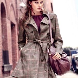 H&M belted plaid trench coat Size 2
